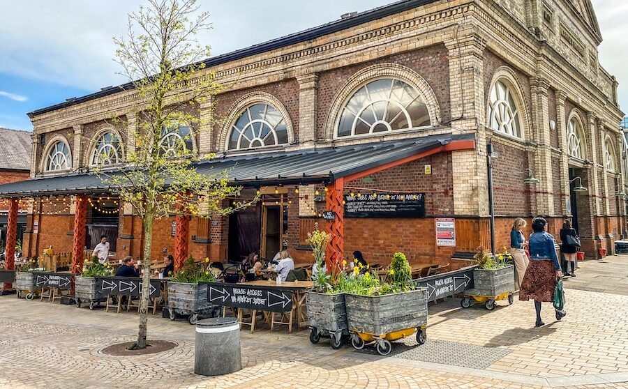 Altrincham Town Centre market and food hall in Manchester