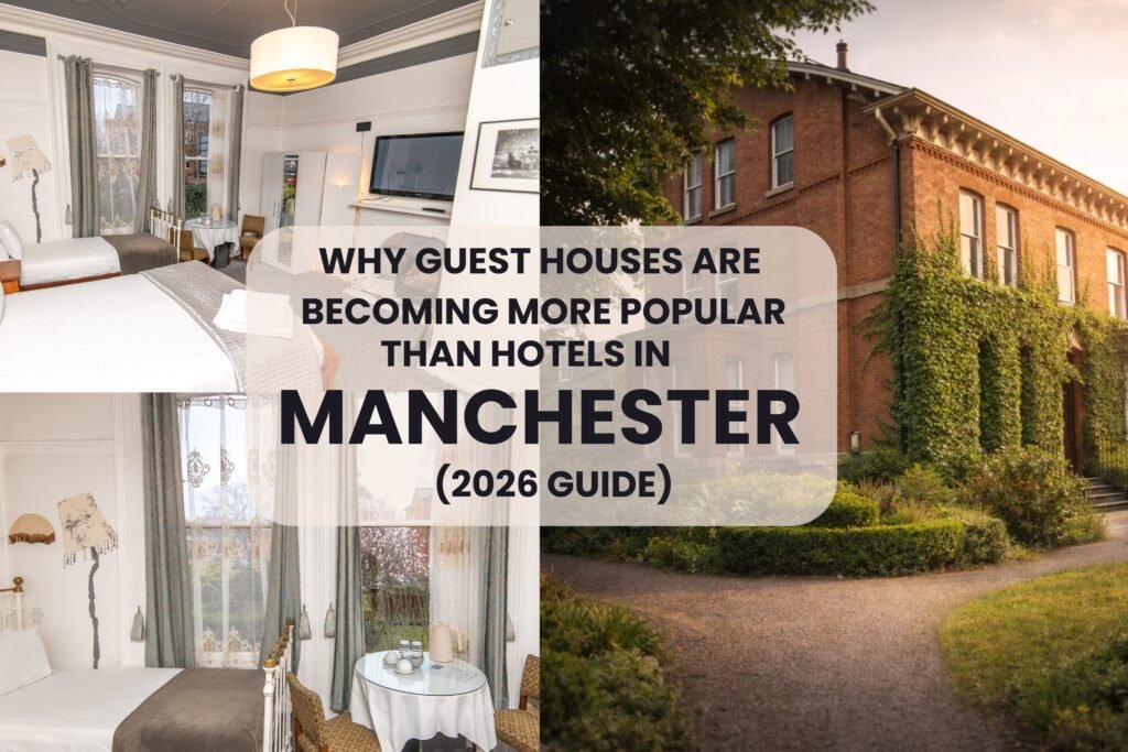 Guest houses vs hotels in Manchester showing comfortable boutique guest house accommodation in Sale