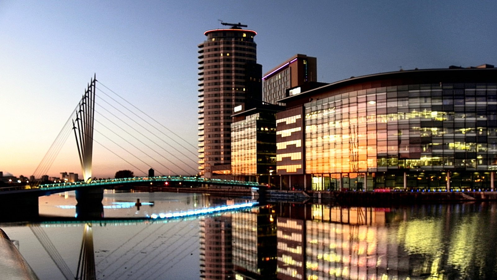 MediaCityUK waterfront at Salford Quays near Manchester city centre