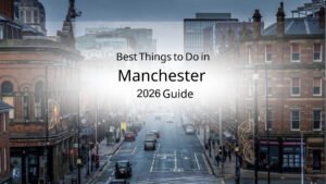 Visitors exploring the best things to do in Manchester in 2026 including museums, football stadiums, parks, shopping, and city centre attractions.
