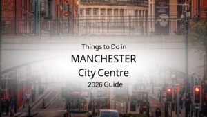 Visitors exploring Manchester city centre attractions including museums, shopping districts, historic landmarks, and cultural destinations in Greater Manchester.