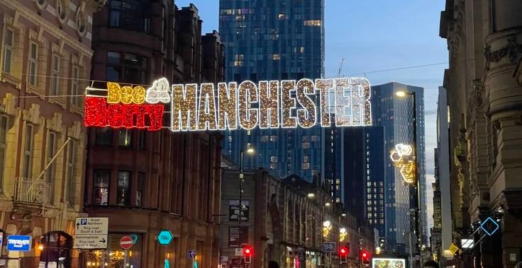 Best things to do in Manchester 2026 showing Manchester Cathedral John Rylands Library Northern Quarter and Old Trafford stadium